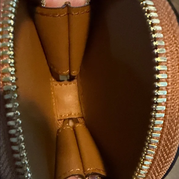 MCM Cognac Visetos Round Zip Pouch with Iconic MCM Logo Print, Like New - Picture 5 of 6